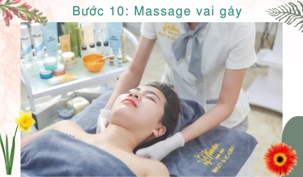 Liệu trình chăm sóc da mặt chuyên sâu - Bước 10: Massage vai gáy